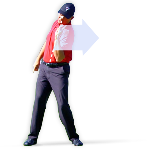 Golfer in reverse spine angle at the top of the backswing, loading the lower back